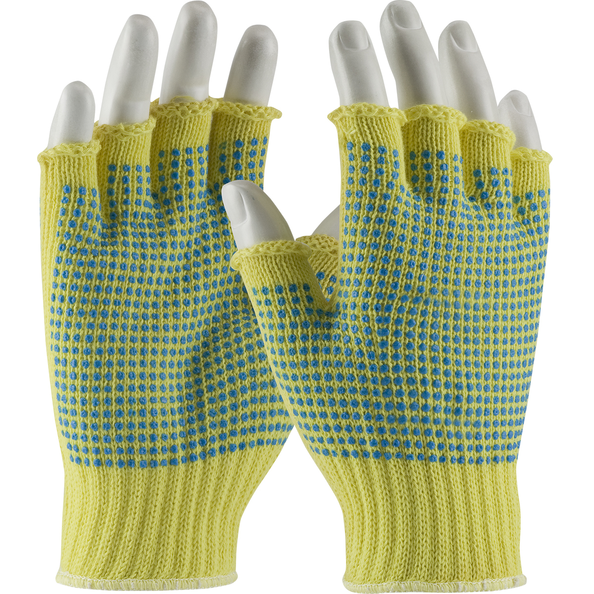 Seamless Knit DuPont™ Kevlar® Glove with Double-Sided PVC Dot Grip - Half-Finger, L