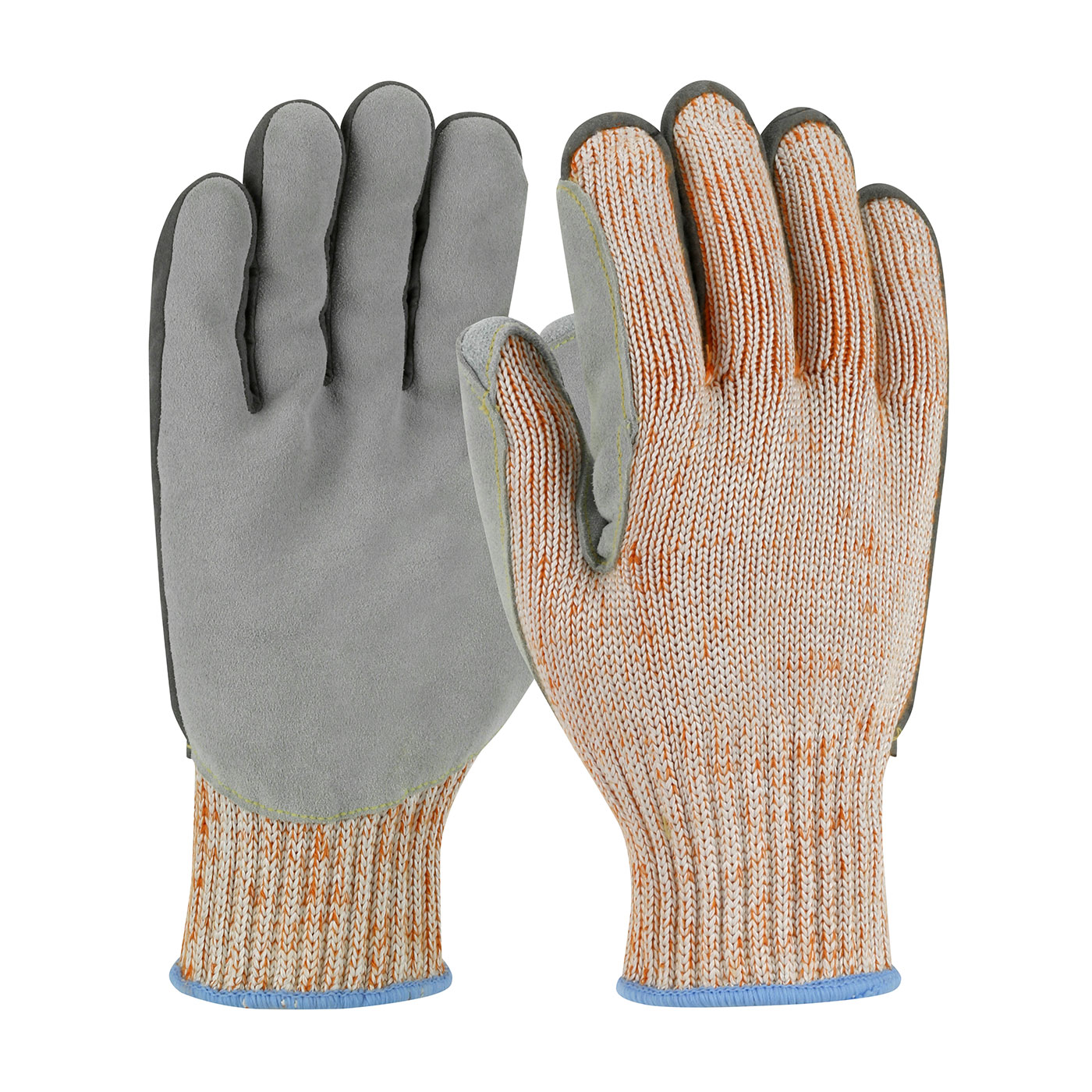 Scrap King™ Seamless Knit PolyKor Blended Glove with Split Cowhide Leather Palm and Aramid Stitching - Vend-Ready