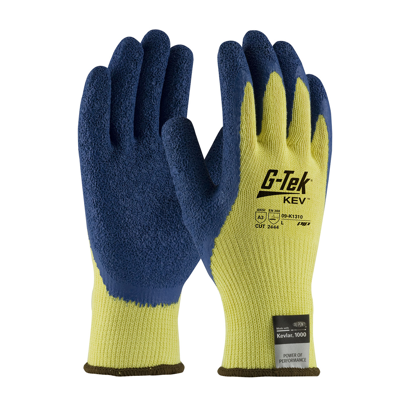 G-Tek® KEV™ Seamless Knit Kevlar® Glove with Latex Coated Crinkle Grip on Palm & Fingers