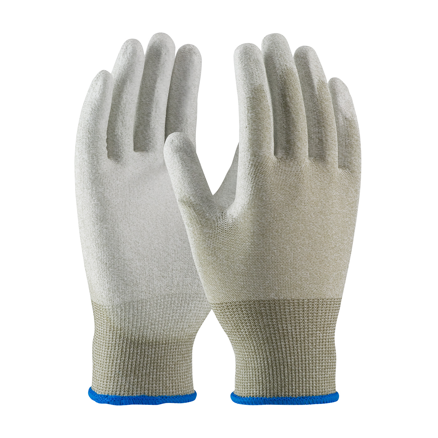 Seamless Knit Nylon / Copper Fiber Electrostatic Dissipative (ESD) Glove with Polyurethane Coated Smooth Grip on Palm & Fingers, Brown, L