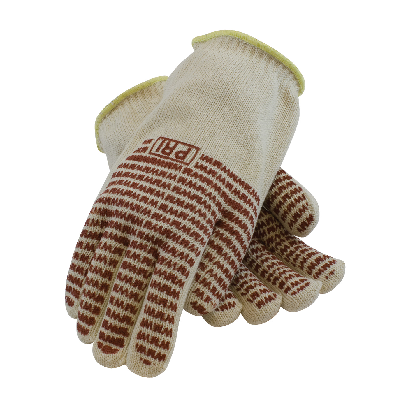 Double-Layered Cotton Seamless Knit Hot Mill Glove with Double-Sided EverGrip&trade; Nitrile Coating - 32 oz, Natural, L