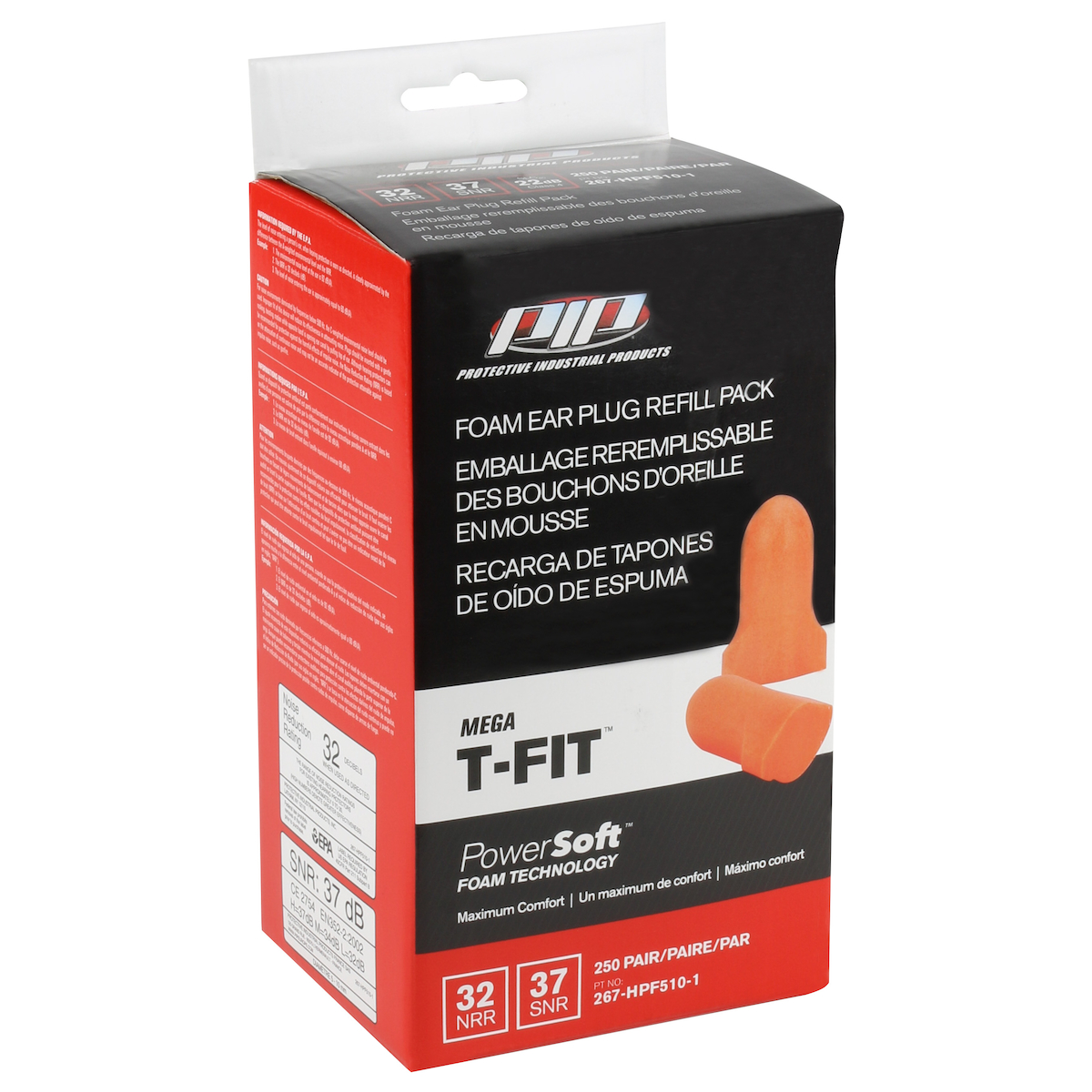 Mega T-Fit™ T-Shape Disposable Soft Polyurethane Foam Ear Plugs - Dispenser Refill Pack