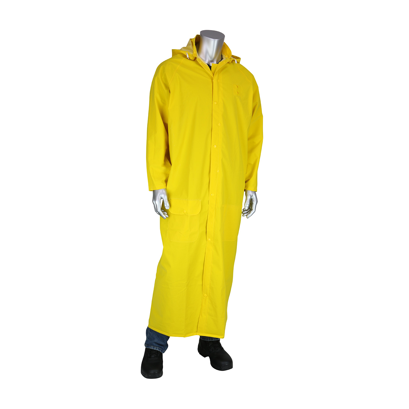 Premium 60" Duster Raincoat with Limited Flammability - 0.35 mm, Yellow, M