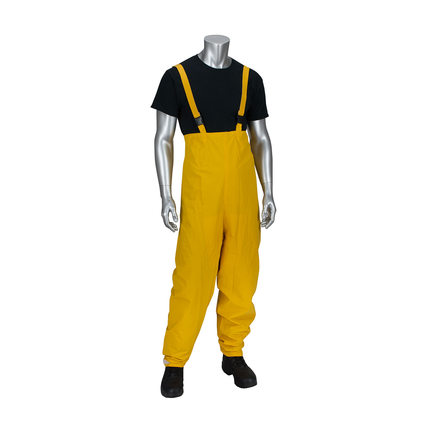 PVC Jacket with Hood and Bib Overalls - 0.33 mm, Yellow, 2XL