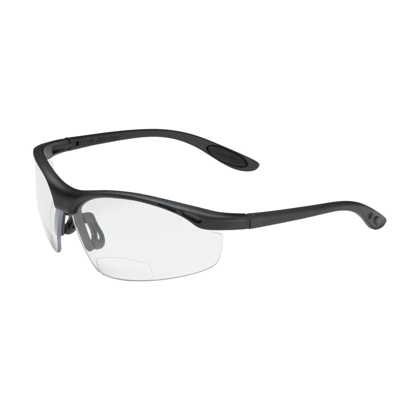 Semi-Rimless Safety Readers with Black Frame, Clear Lens and Anti-Scratch Coating - +1.00 Diopter, Black, OS