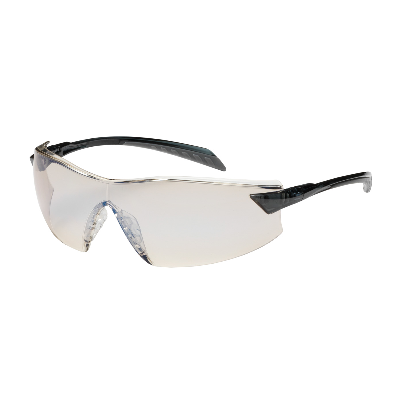 Rimless Safety Glasses with Gray Temple, I/O Blue Lens and Anti-Scratch / Anti-Fog Coating, Gray, OS