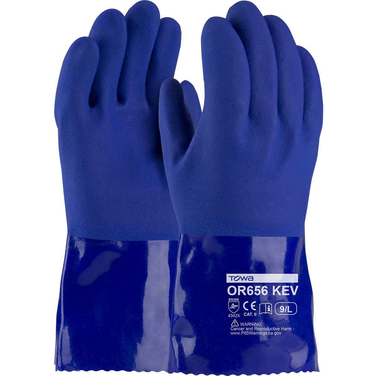 Oil Resistant PVC Glove with Kevlar® Liner and Rough Grip, Blue, L