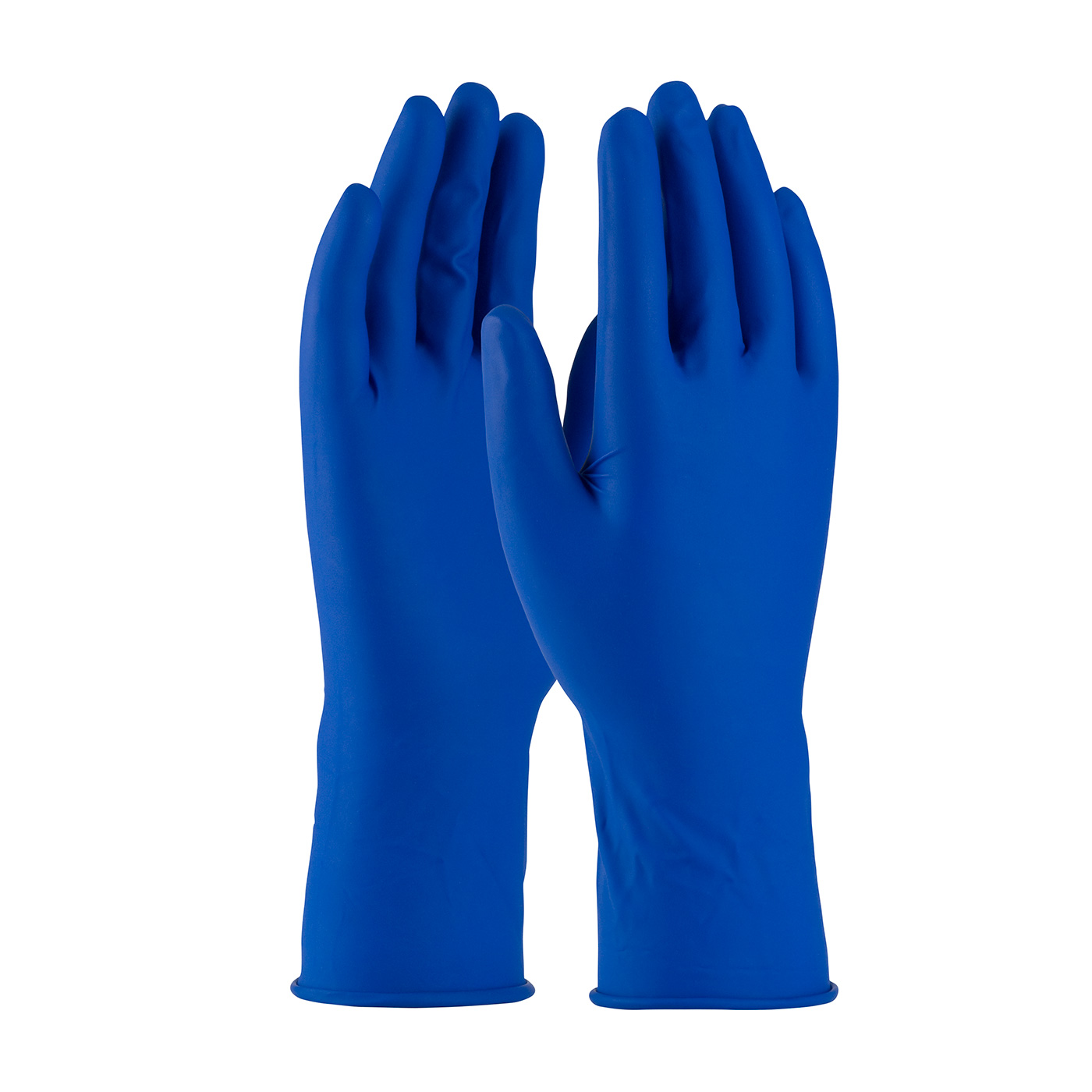 blue latex disposable gloves