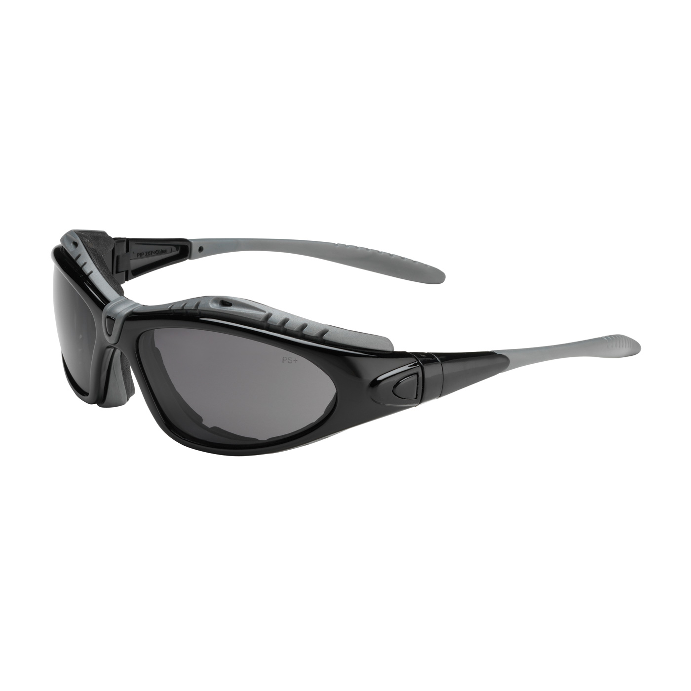 Full Frame Safety Glasses with Black Frame, Foam Padding, Gray Lens and Anti-Scratch / Anti-Fog Coating, Black, OS