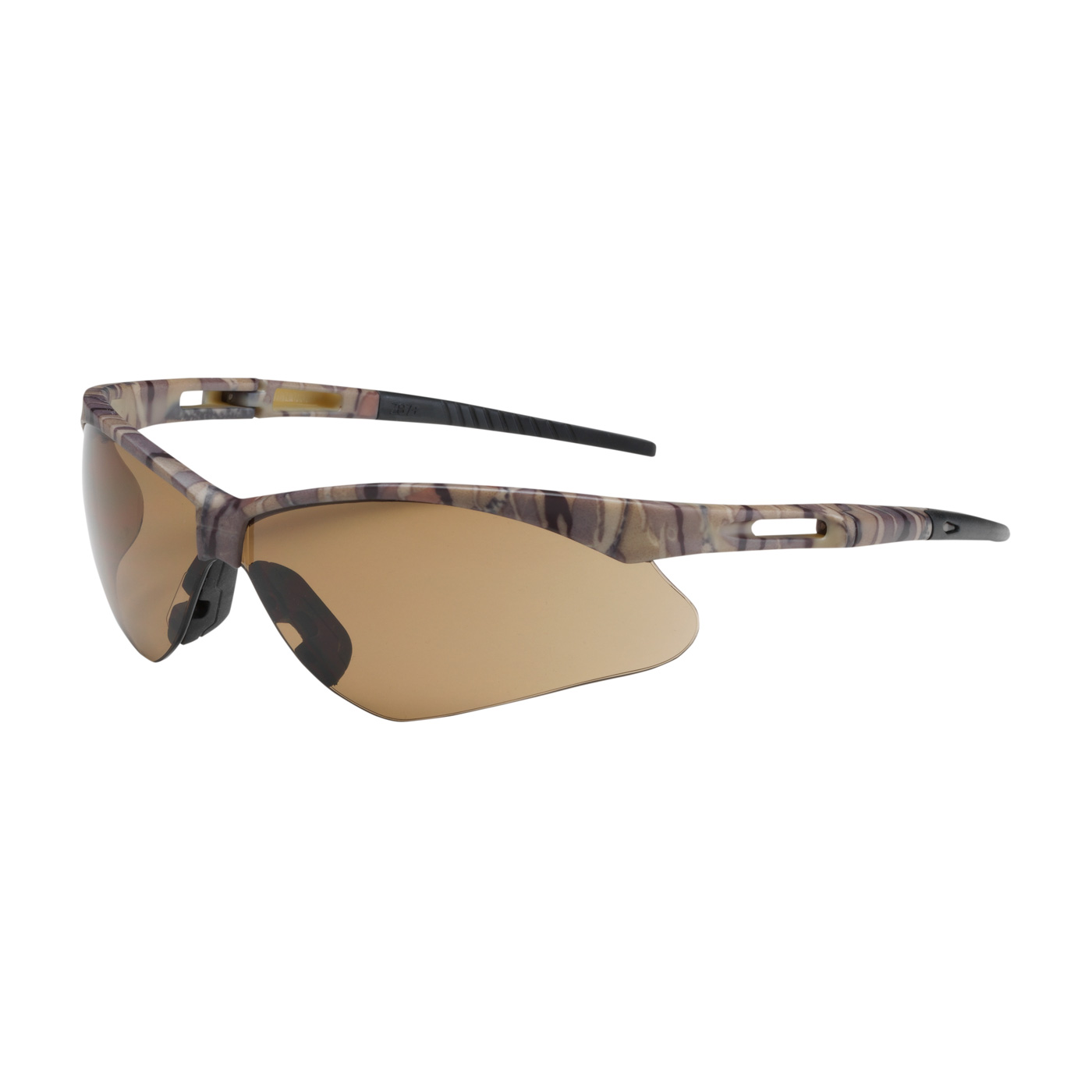 Semi-Rimless Safety Glasses with Camouflage Frame, Brown Lens and Anti-Scratch Coating, Camouflage, OS