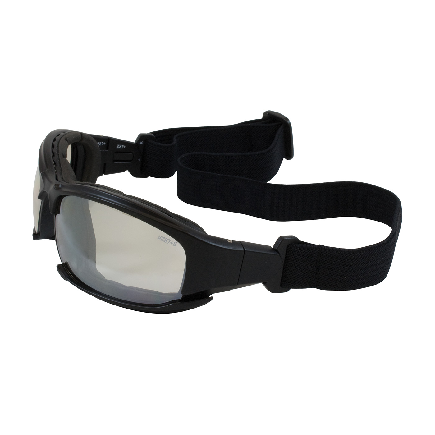 Full Frame Safety Glasses with Black Frame, Rubber Foam Padding, I/O Lens and Anti-Scratch / Anti-Fog Coating, Black, OS