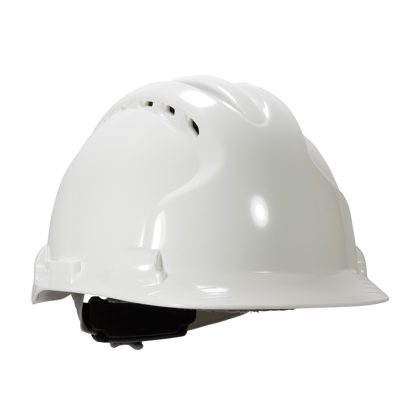 Vented, Type II Hard Hat with HDPE Shell, EPS Impact Liner, Polyester Suspension and Wheel Ratchet Adjustment, White, OS