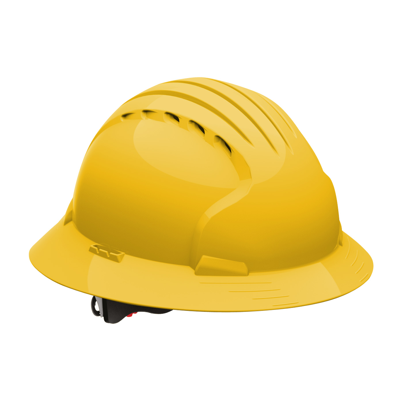 Vented, Full Brim Hard Hat with HDPE Shell and Wheel Ratchet Adjustment, Yellow, OS