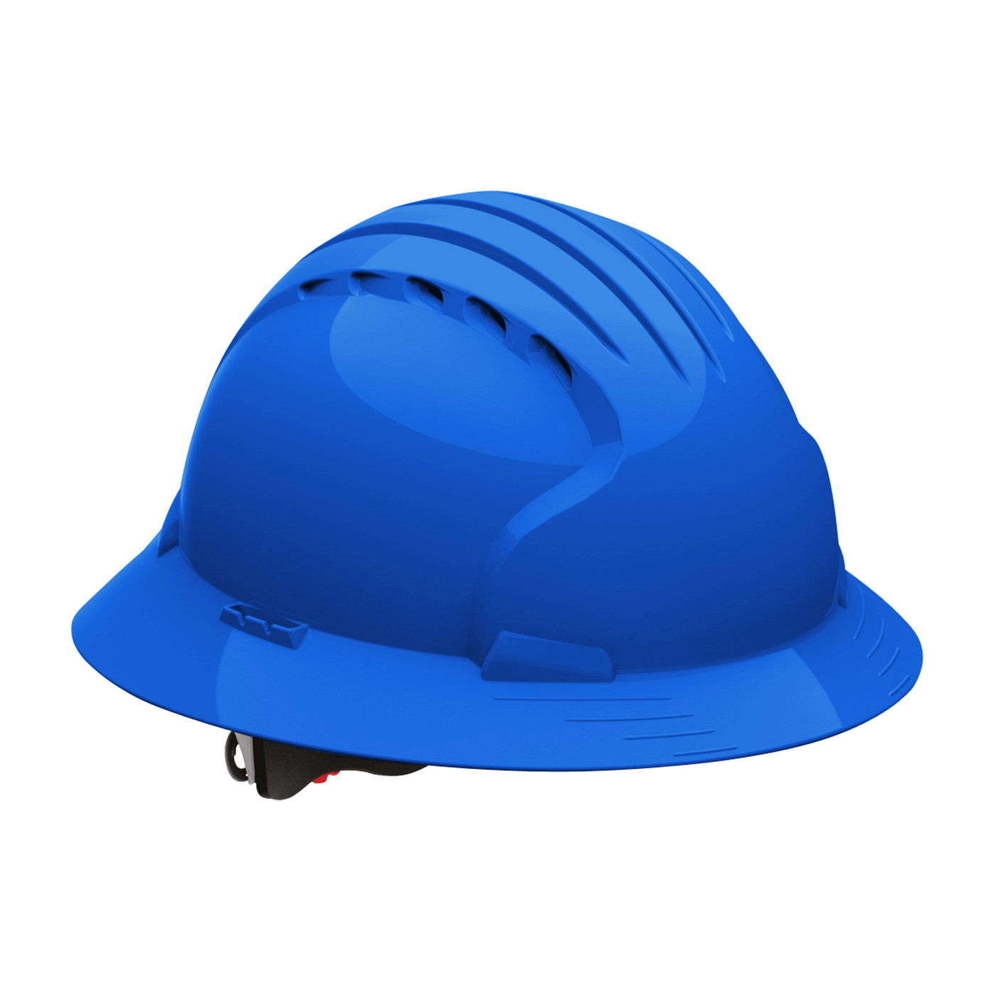 Vented, Full Brim Hard Hat with HDPE Shell and Wheel Ratchet Adjustment, Blue, OS