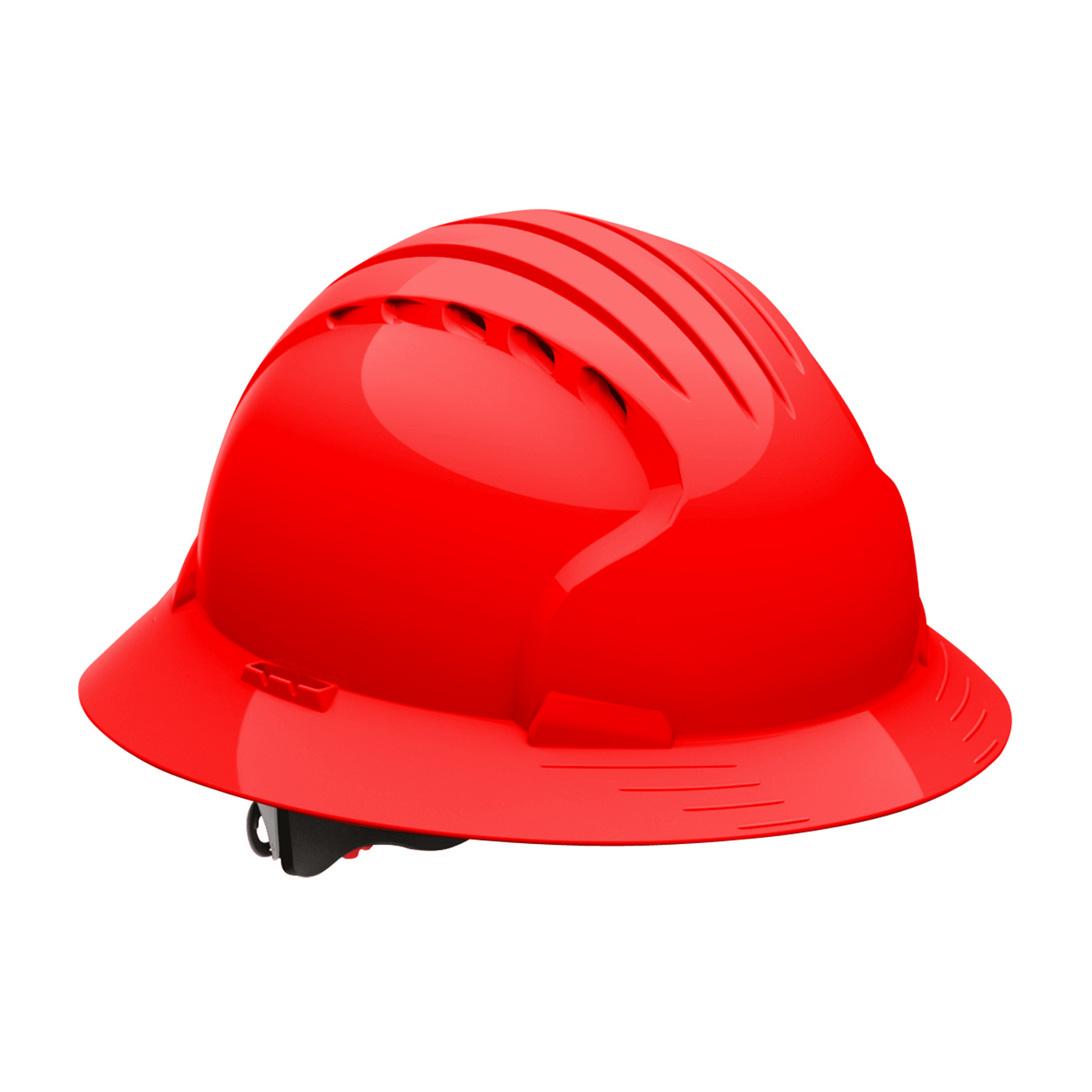 Vented, Full Brim Hard Hat with HDPE Shell and Wheel Ratchet Adjustment, Red, OS