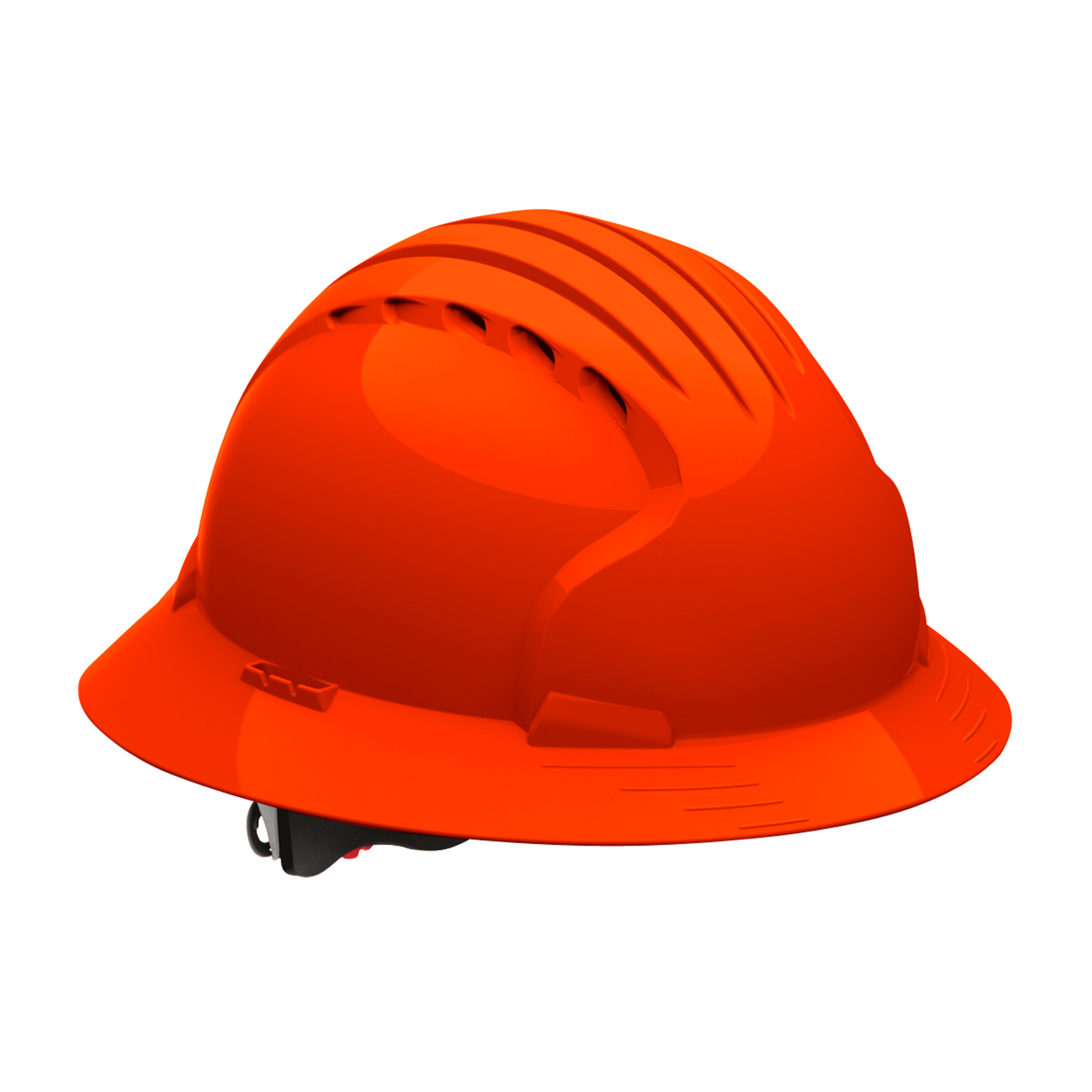 Vented, Full Brim Hard Hat with HDPE Shell and Wheel Ratchet Adjustment, Neon Orange, OS