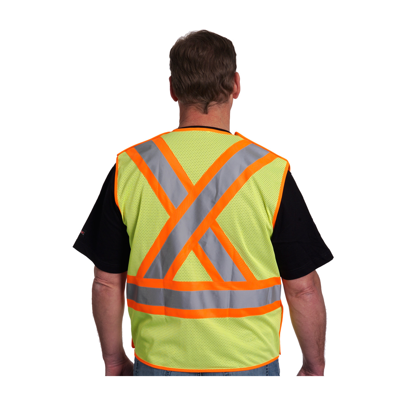 ANSI Type R Class 2 and CAN/CSA Z96 Two-Tone X-Back Breakaway Mesh Vest, Hi-Vis Yellow, 5XL