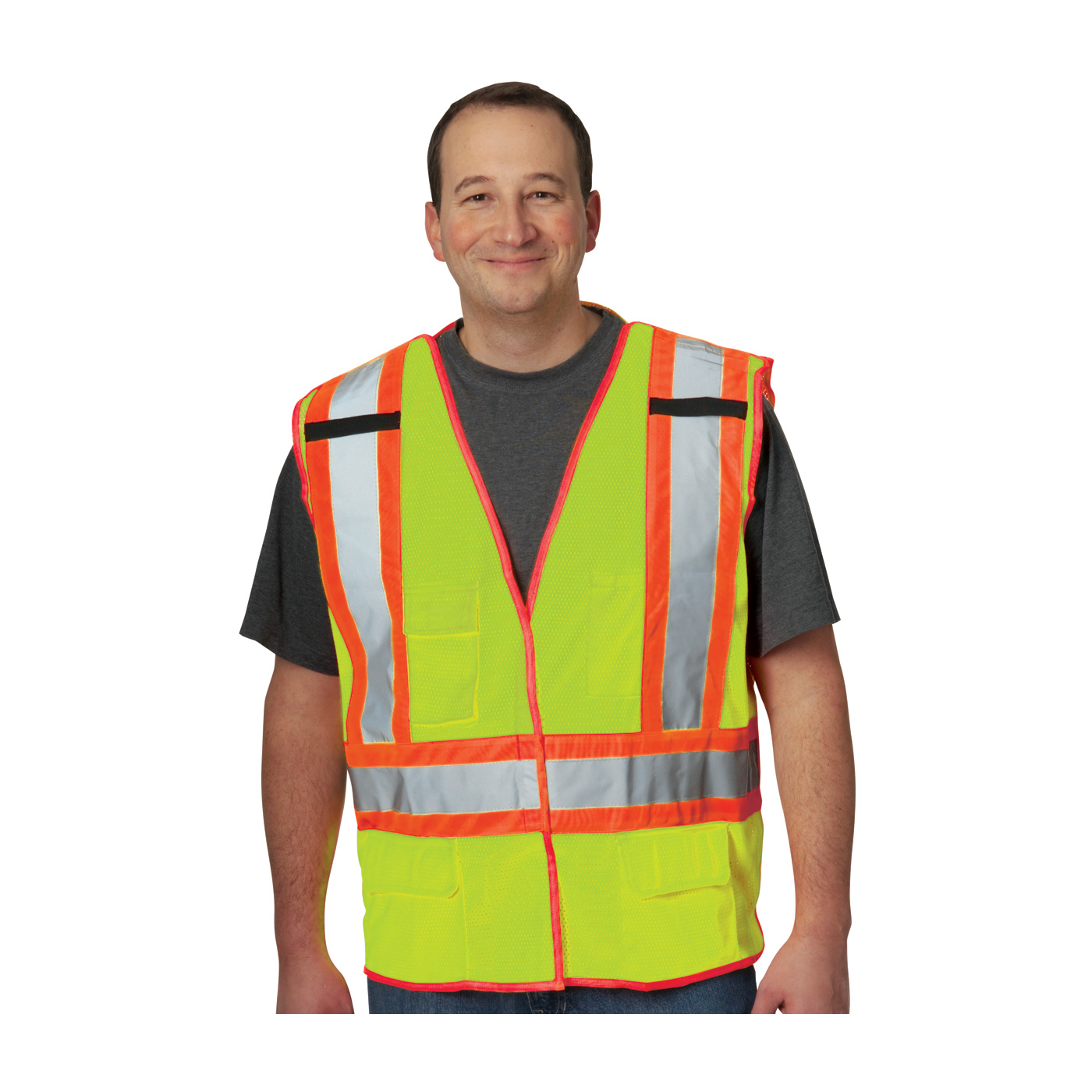 ANSI Type R Class 2 and CAN/CSA Z96 Two-Tone X-Back Breakaway Mesh Vest, Hi-Vis Yellow, 4XL