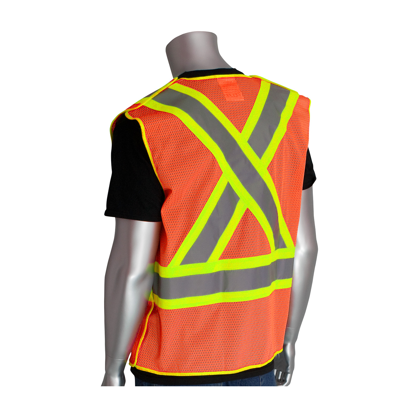 PIP® ANSI Type R Class 2 and CAN/CSA Z96 Two-Tone X-Back Breakaway Mesh Vest