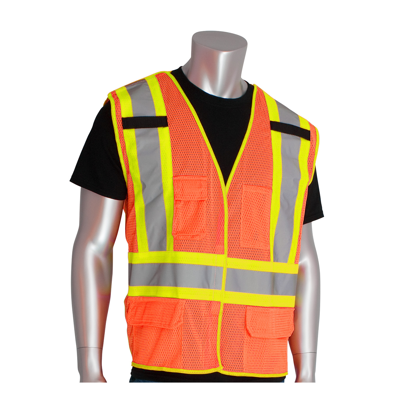 ANSI Type R Class 2 and CAN/CSA Z96 Two-Tone X-Back Breakaway Mesh Vest, Hi-Vis Orange, L