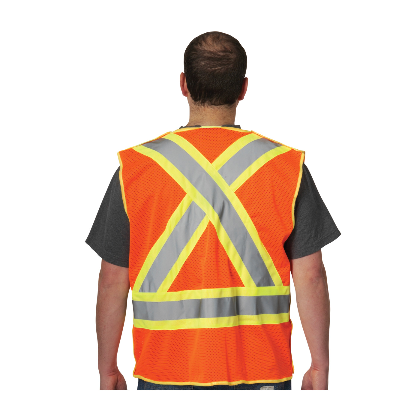 ANSI Type R Class 2 and CAN/CSA Z96 Two-Tone X-Back Breakaway Mesh Vest, Hi-Vis Orange, M