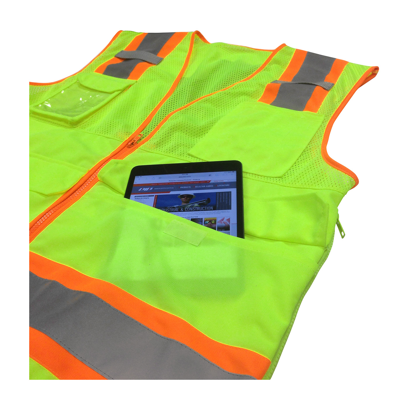 Safety vest with hot sale ipad pocket in back