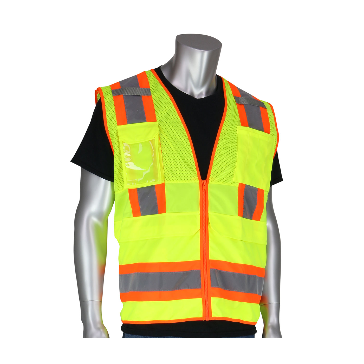 ANSI Type R Class 2 Two-Tone Ten Pocket Surveyors Tech Vest, Hi-Vis Yellow, 2XL
