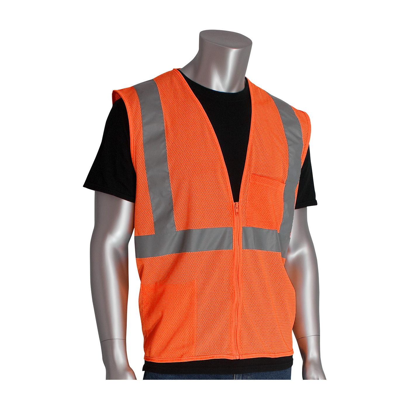 PIP® ANSI Type R Class 2 Two Pocket Zipper Mesh Vest