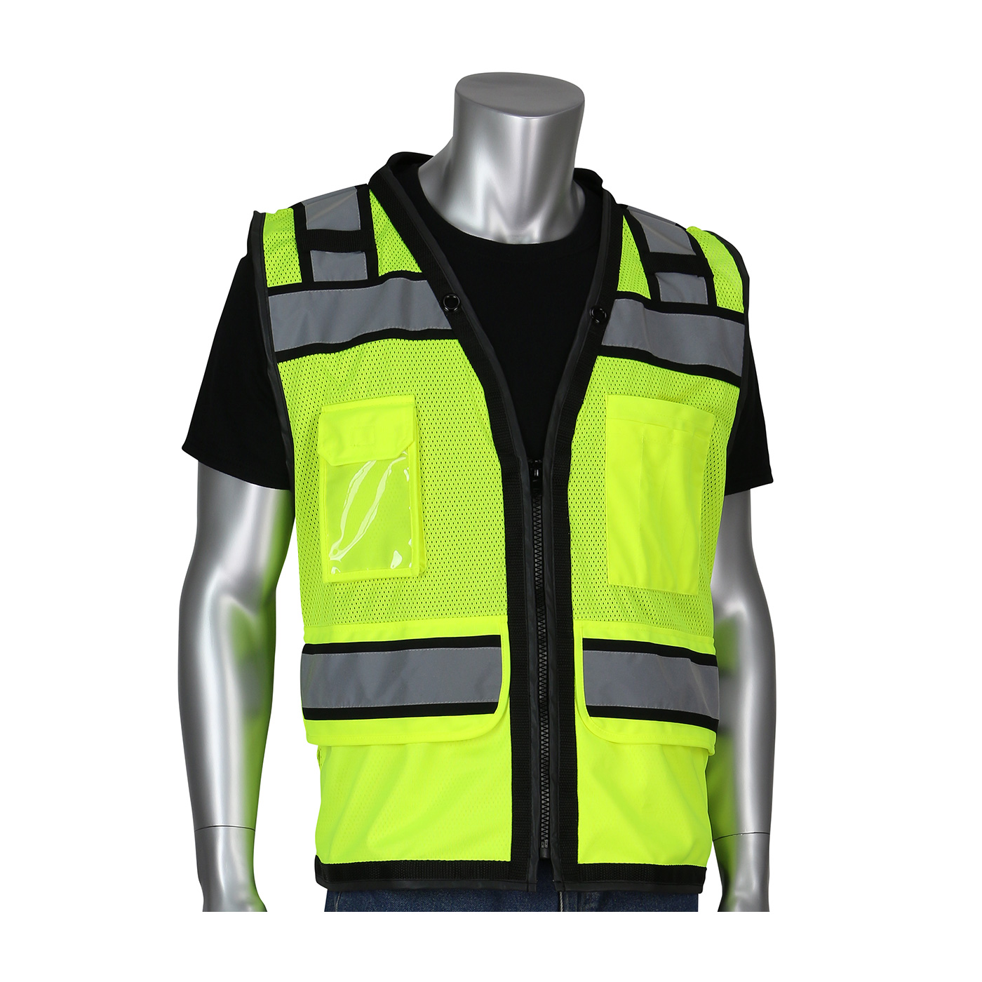 Hi-Vis Two Toned Mesh Safety Vest with 2” Reflective Strips and Pockets