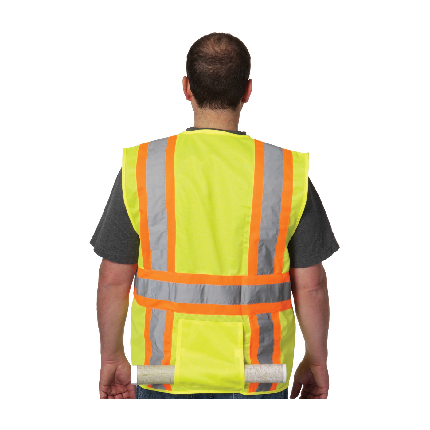 ANSI Type R Class 2 Two-Tone Eleven Pocket Premium Solid Surveyors Vest, Hi-Vis Yellow, 2XL