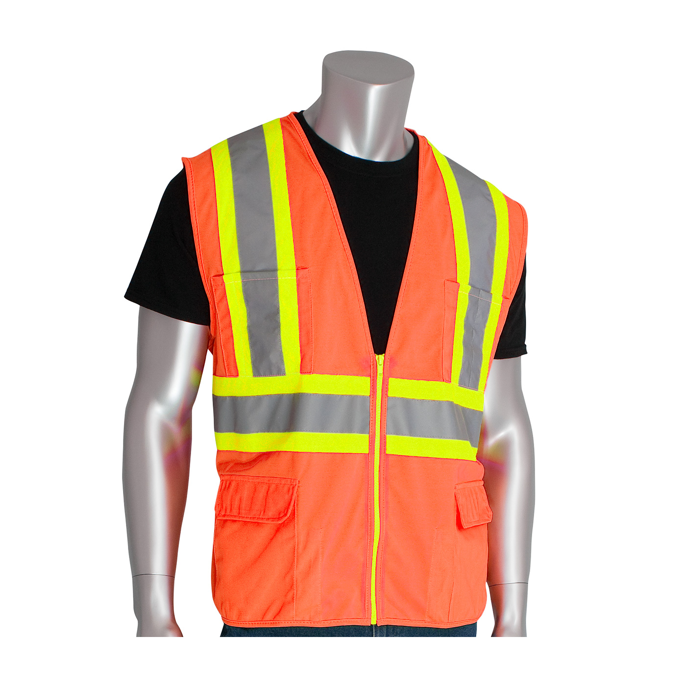 PIP® ANSI Type R Class 2 Two-Tone Eleven Pocket Premium Solid Surveyors Vest