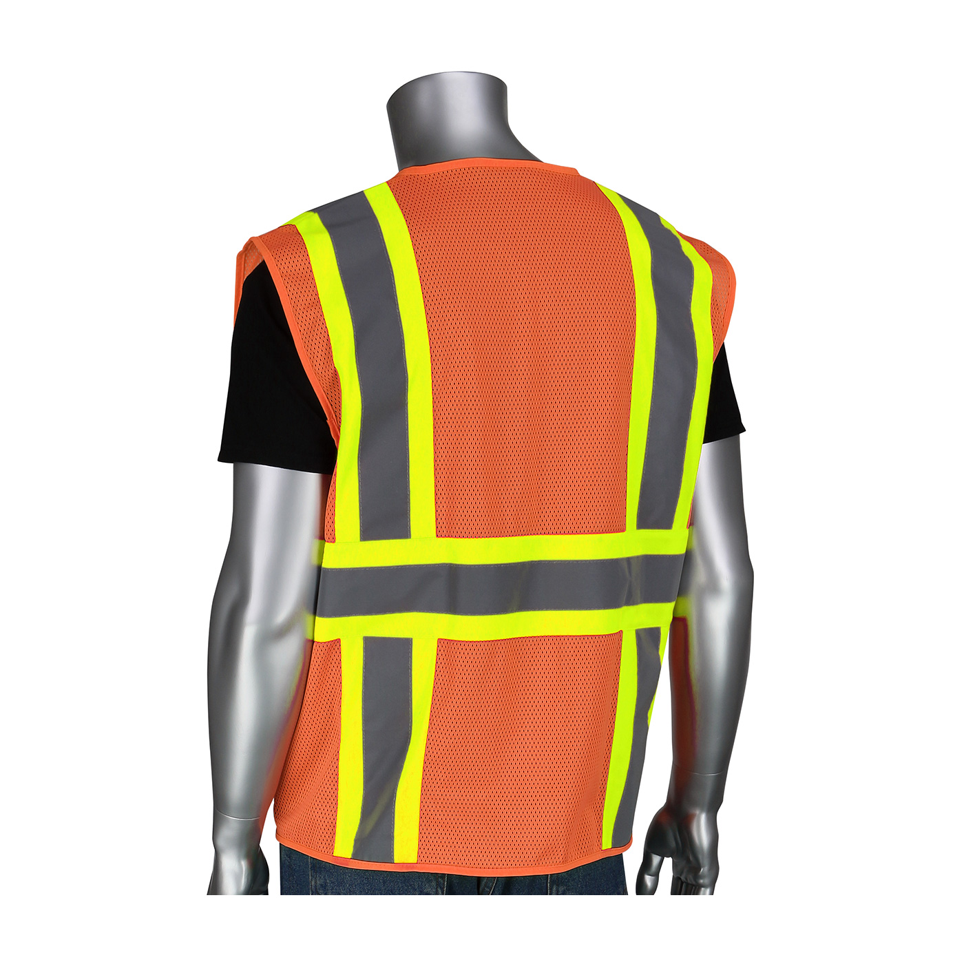 ANSI Type R Class 2 Two-Tone Six Pocket Mesh Vest, Hi-Vis Orange, M