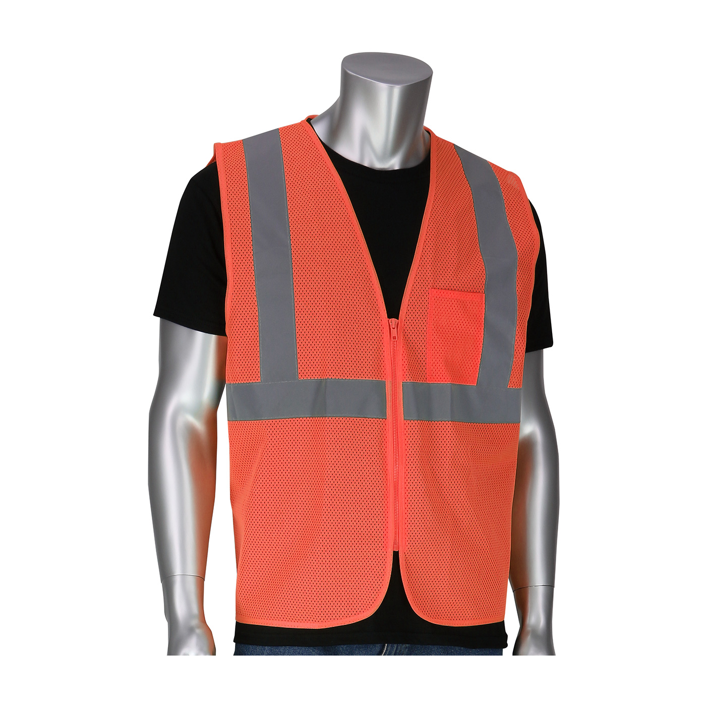 PIP® ANSI Type R Class 2 Dual Sized Value Zipper Mesh Vest