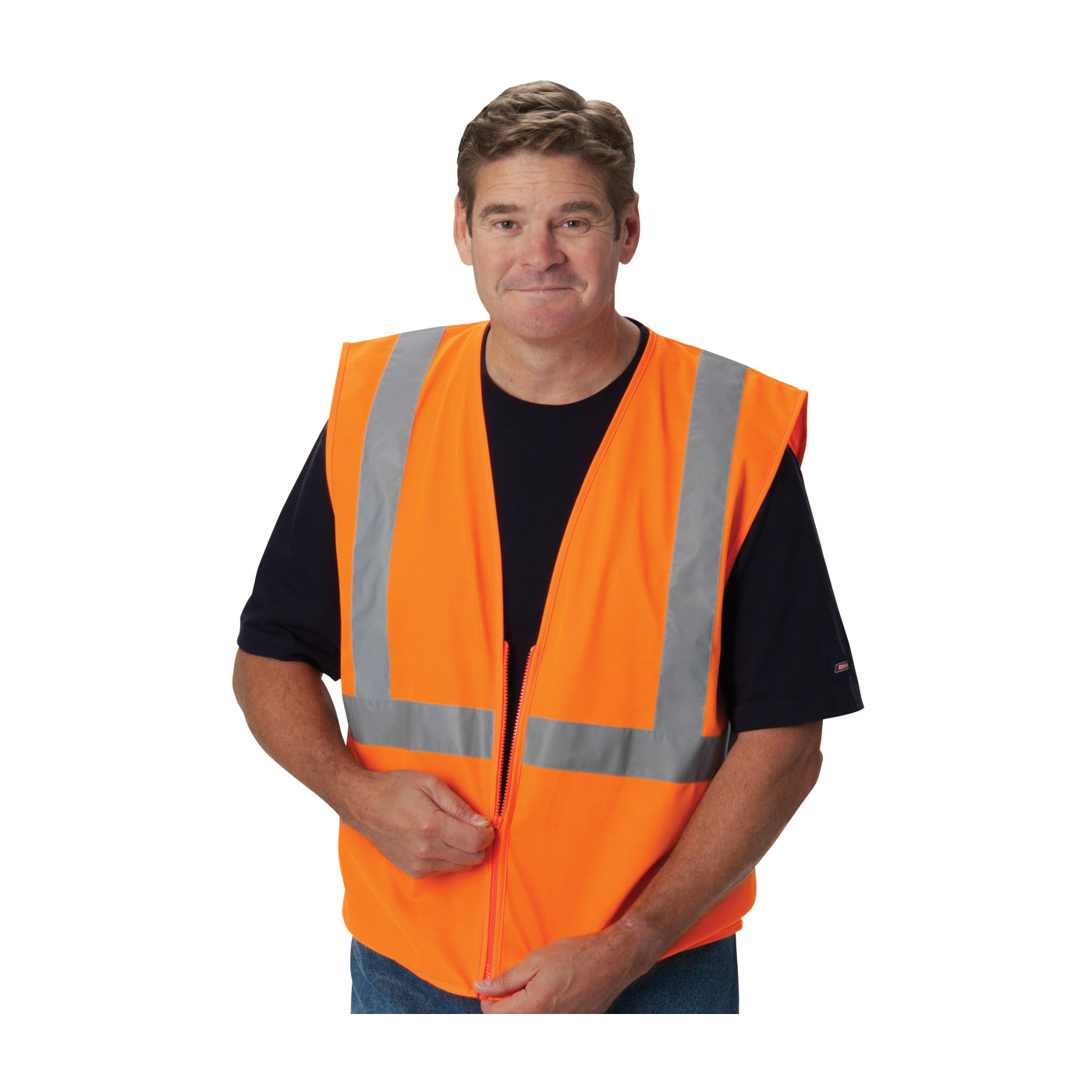 ANSI Type R Class 2 Value Zipper Solid Vest, Hi-Vis Orange, L