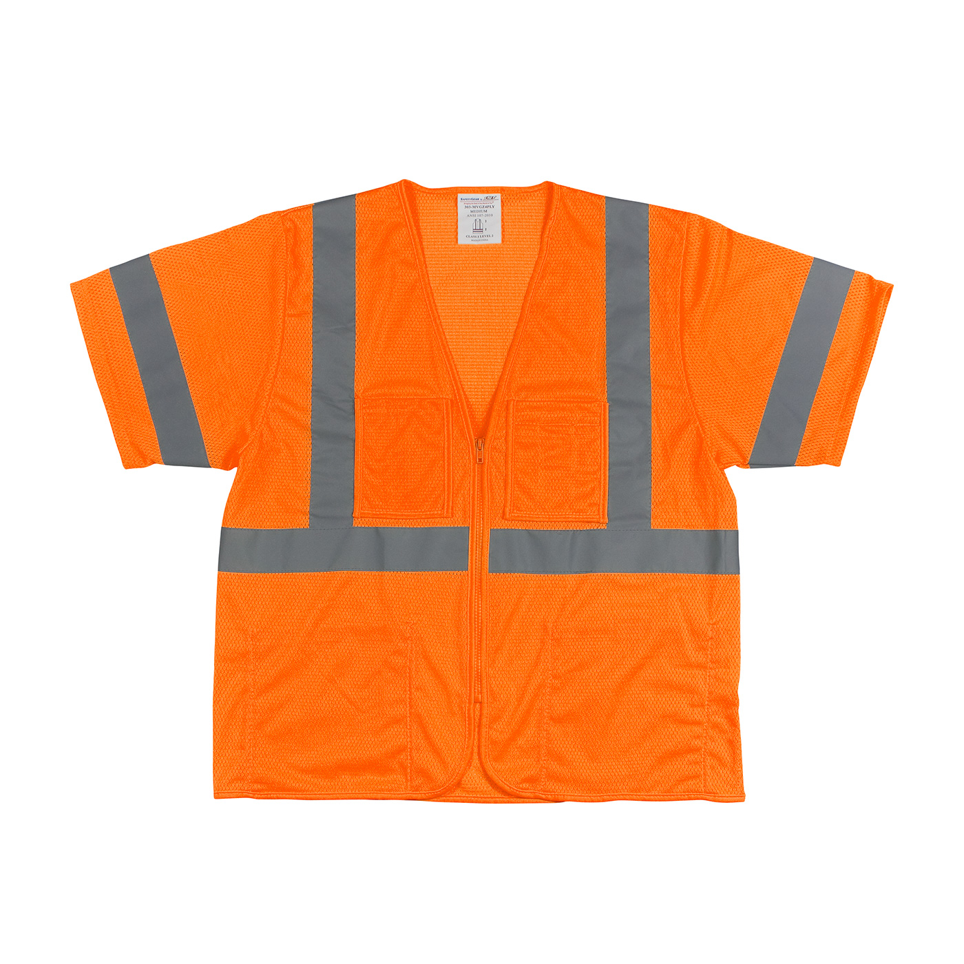 ANSI Type R Class 3 Value Four Pocket Zipper Mesh Vest, Hi-Vis Orange, 3XL