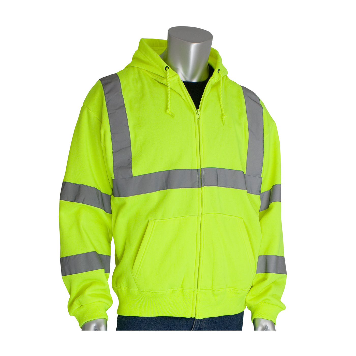 ANSI Type R Class 3 Hooded Sweatshirt, Hi-Vis Yellow, 2XL