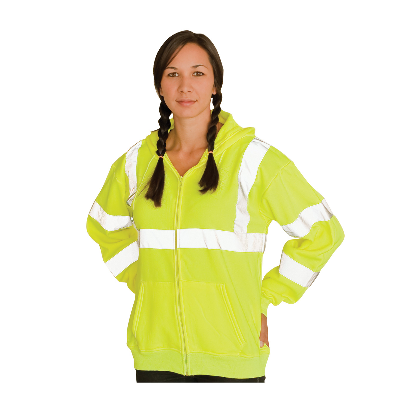 ANSI Type R Class 3 Hooded Sweatshirt, Hi-Vis Yellow, 2XL