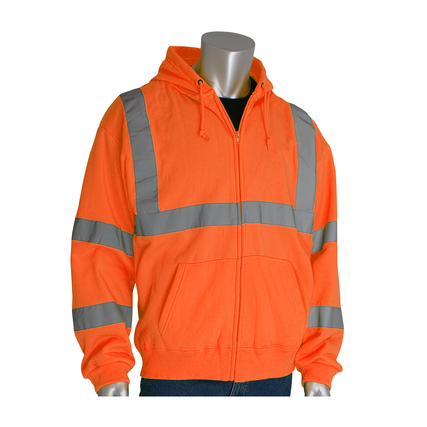 ANSI Type R Class 3 Hooded Sweatshirt, Hi-Vis Orange, XL