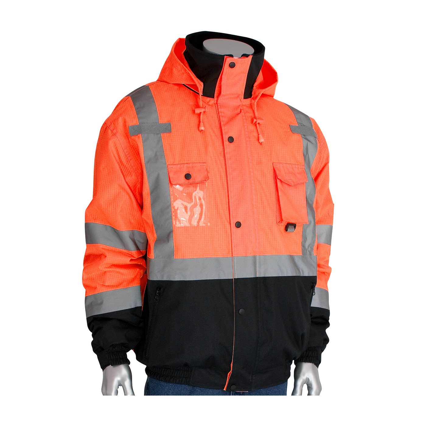 Black Label ANSI Type R Class 3 Bomber Jacket, Zip-Out Fleece Liner, Hi-Vis Orange, S