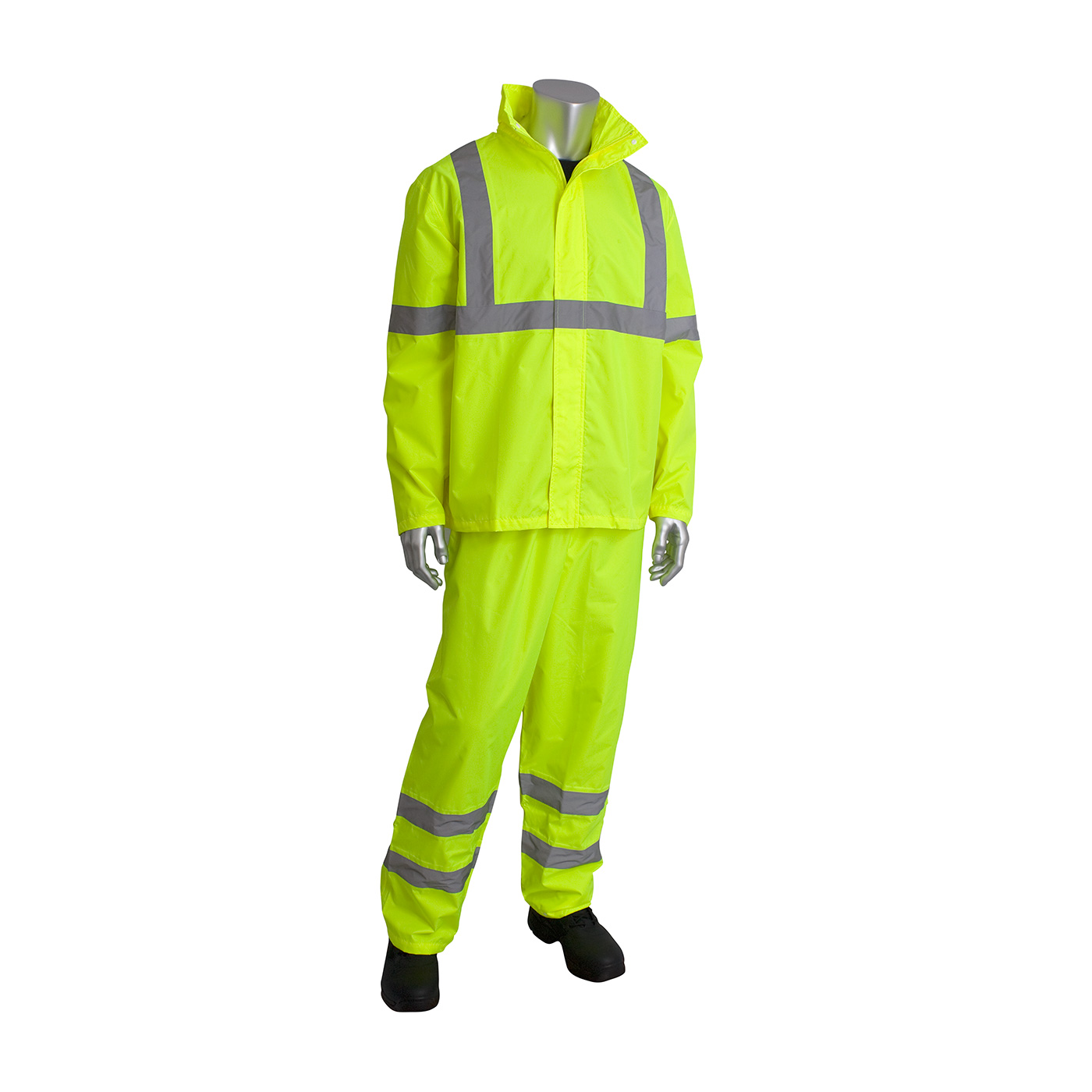 ANSI Type R Class 3 Two-Piece Value Rainsuit Set, Hi-Vis Yellow, 2XL-3XL