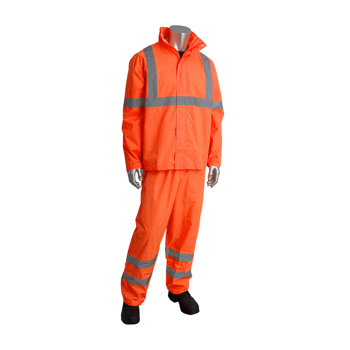 ANSI Type R Class 3 Two-Piece Value Rainsuit Set, Hi-Vis Orange, 2XL-3XL