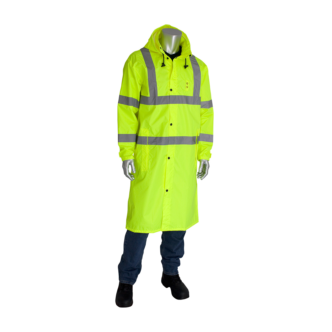 ANSI Type R Class 3 Value All Purpose 48" Raincoat, Hi-Vis Yellow, 2XL