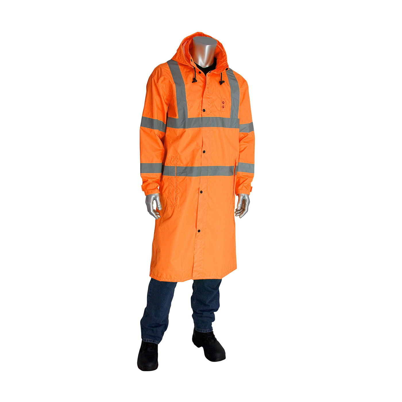 ANSI Type R Class 3 Value All Purpose 48" Raincoat, Hi-Vis Orange, 2XL