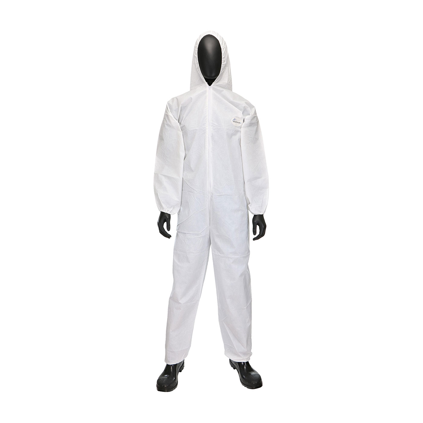 PosiWear UB Coverall with Hood and Elastic Wrist & Ankle, White, L