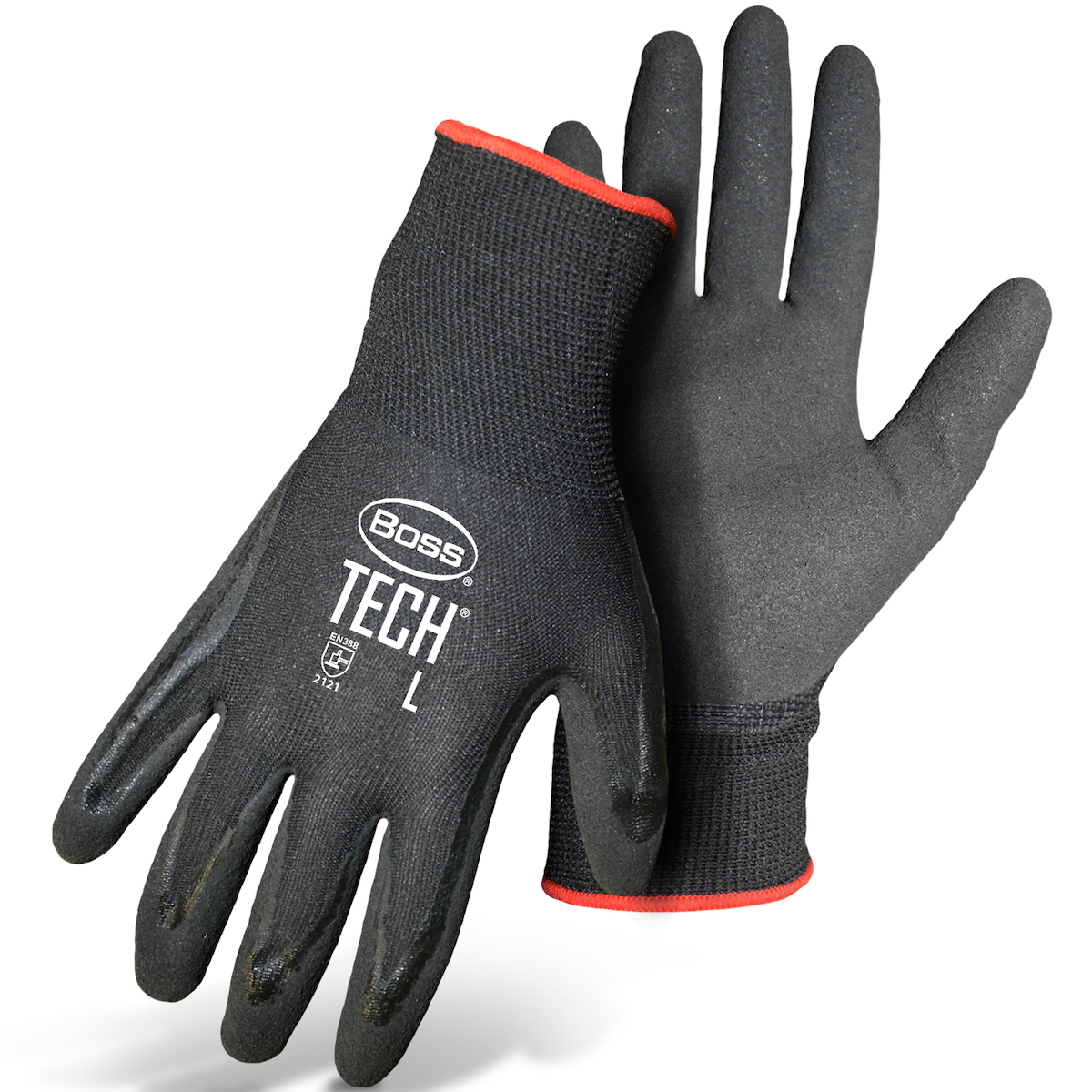 Black Polyurethane Coated Gloves, 13-Gauge Black Polyester Shell Gloves