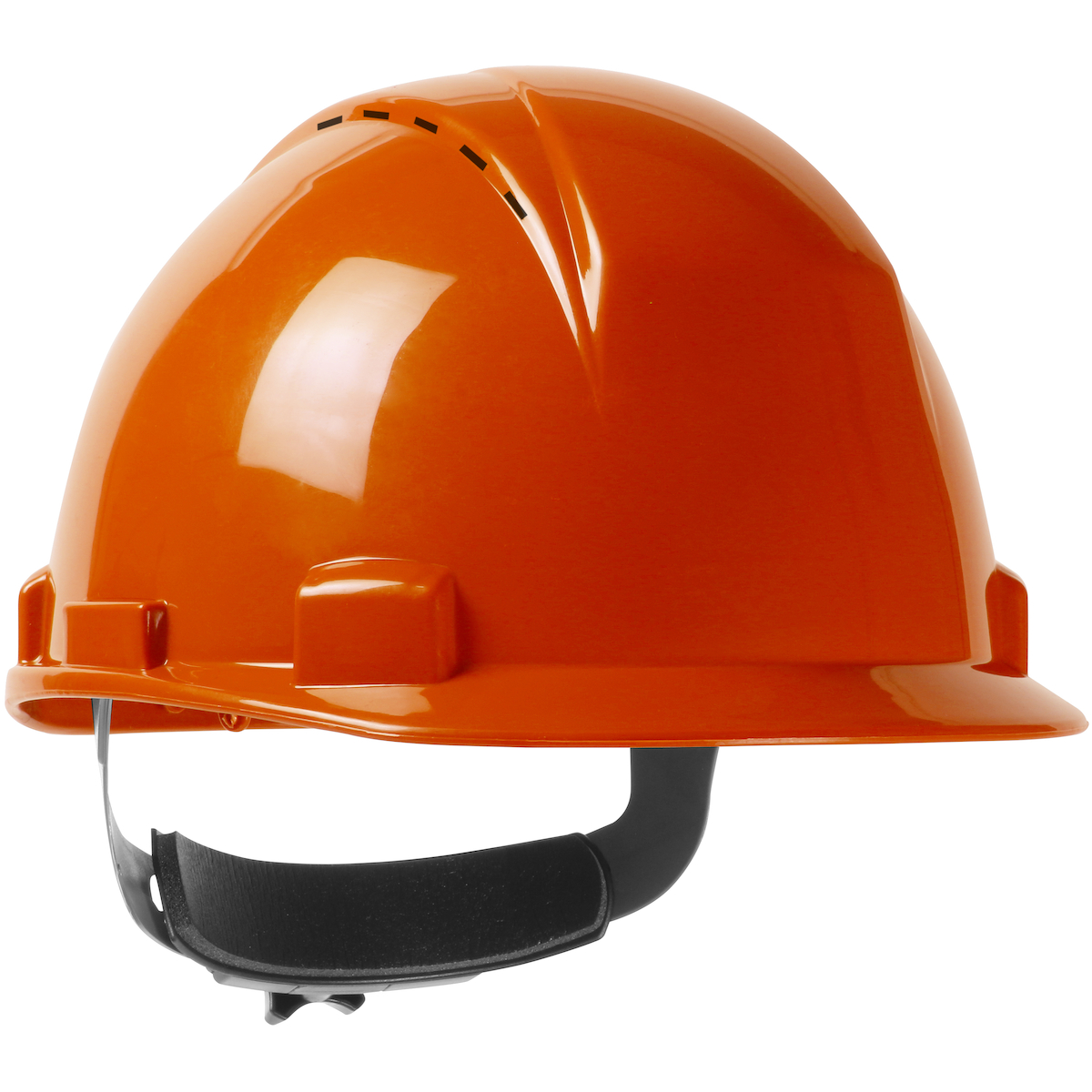 Short Brim, Vented, Cap Style Hard Hat with HDPE Shell, 4-Point Textile Suspension and Wheel Ratchet Adjustment, Orange, OS