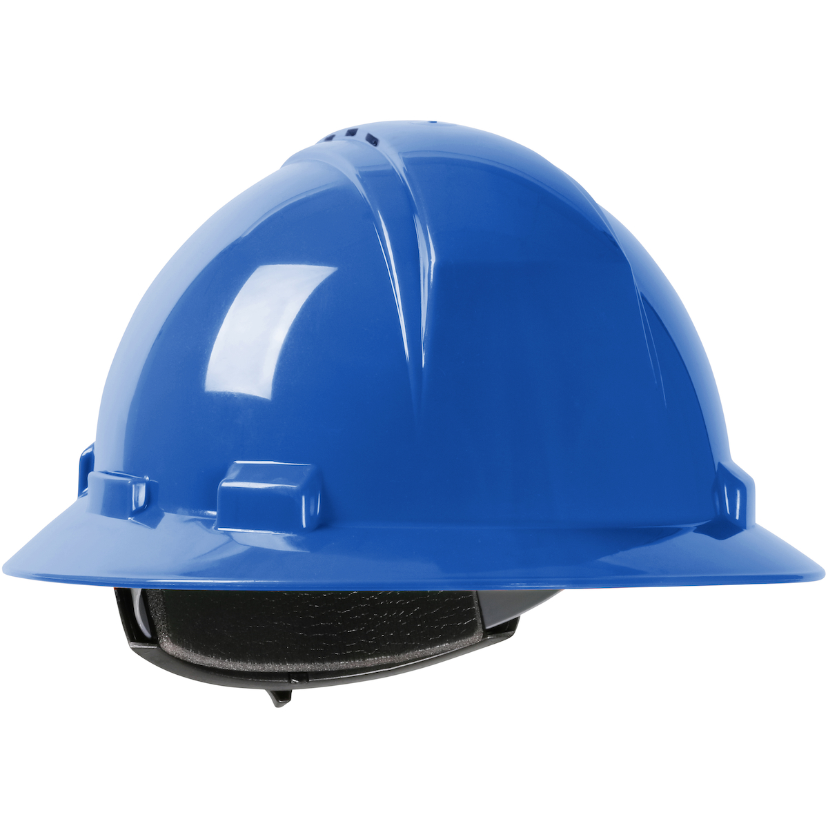 Vented, Full Brim Hard Hat with HDPE Shell, 4-Point Textile Suspension and Wheel Ratchet Adjustment, Royal, OS