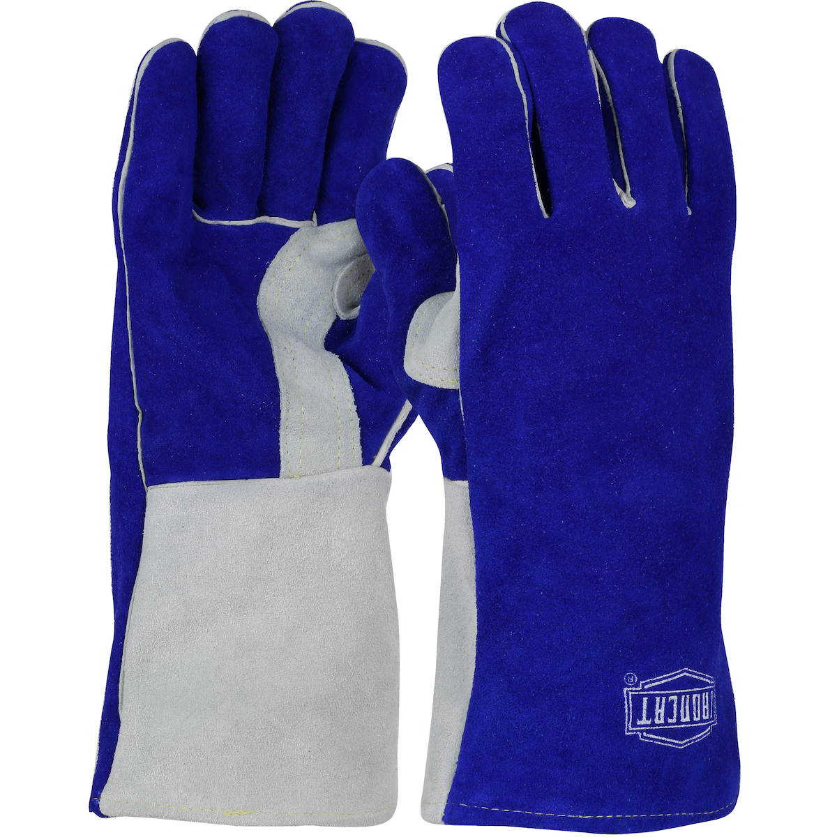 Ironcat® Premium Side Split Cowhide Leather Welder's Glove with Cotton Foam Liner and Kevlar® Stitching, Blue, M