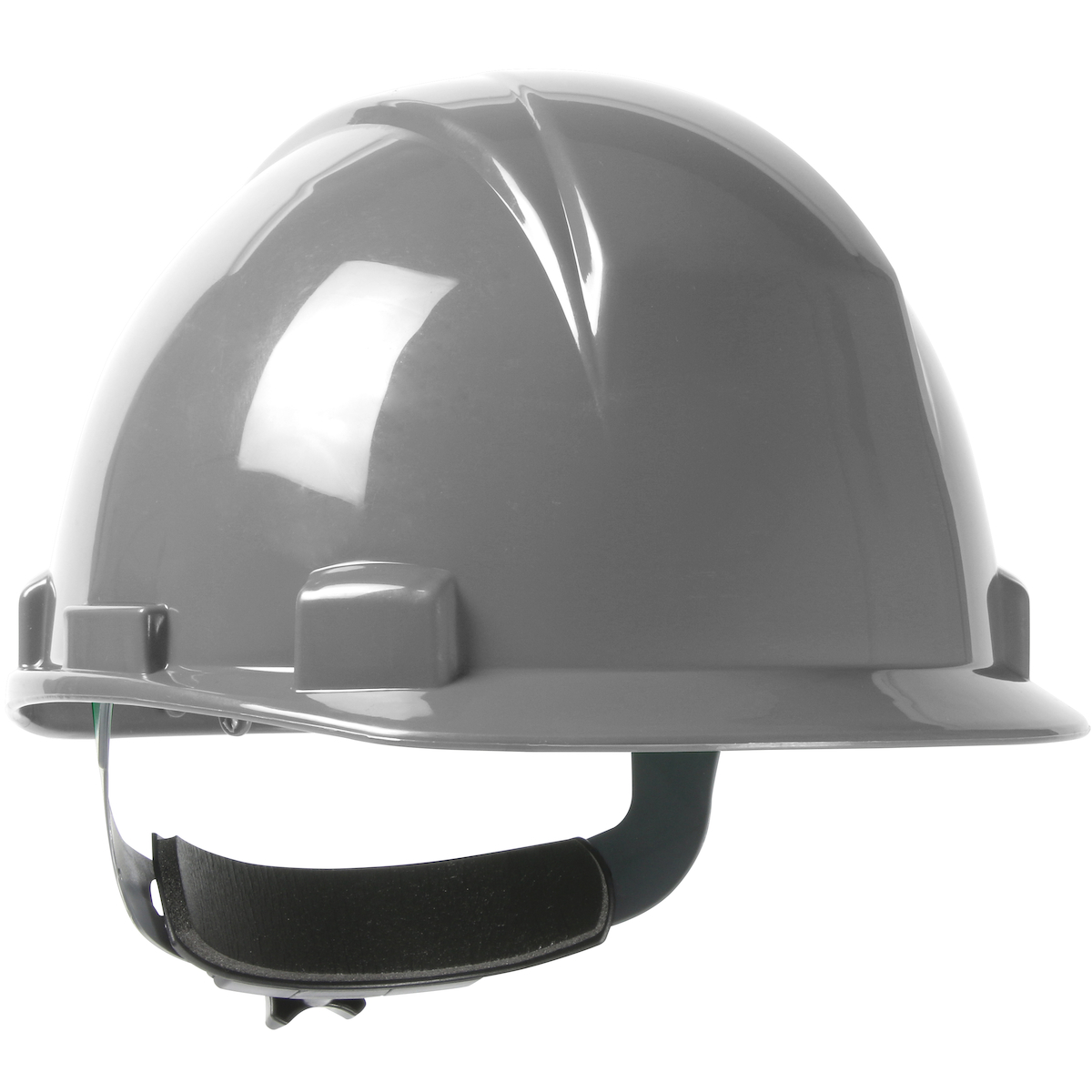 Short Brim, Cap Style Hard Hat with HDPE Shell, 4-Point Textile Suspension and Wheel Ratchet Adjustment, Gray, OS