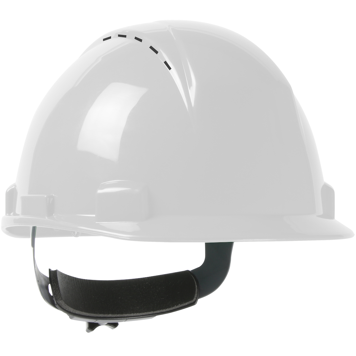 Short Brim, Vented, Cap Style Hard Hat with HDPE Shell, 4-Point Textile Suspension and Wheel Ratchet Adjustment, White, OS